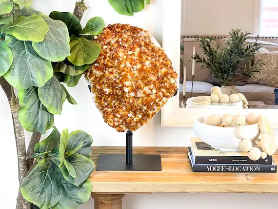 Xxl Citrine Crystal Cluster On Metal Stand Crystal Home Decor Raw Crystals Large Crystals Natural Crystals Crystal Healing Stones
