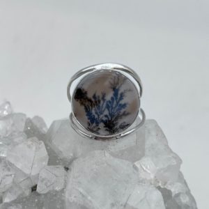 Shop Dendritic Agate Rings! Russian Dendritic Agate Ring, Size 11 1/2 | Natural genuine Dendritic Agate rings, simple unique handcrafted gemstone rings. #rings #jewelry #shopping #gift #handmade #fashion #style #affiliate #ad