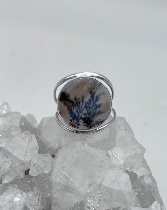 Russian Dendritic Agate Ring, Size 11 1/2