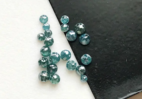 Blue Rose Cut Diamond Cabochons, Natural 3mm Rare Round Flat Back Rose Cut Diamond For Wedding Ring/jewelry Making (1pcs To 2pcs) - Ddp5