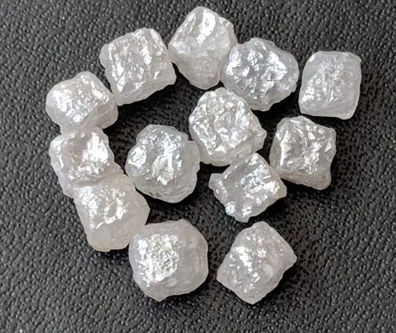 3-4mm Grey White Rough Diamond Box Cubes, Natural Rough Diamond Cubes, Loose Raw Grey White Diamond Cubes, Undrilled Box (2pcs To 10pcs)