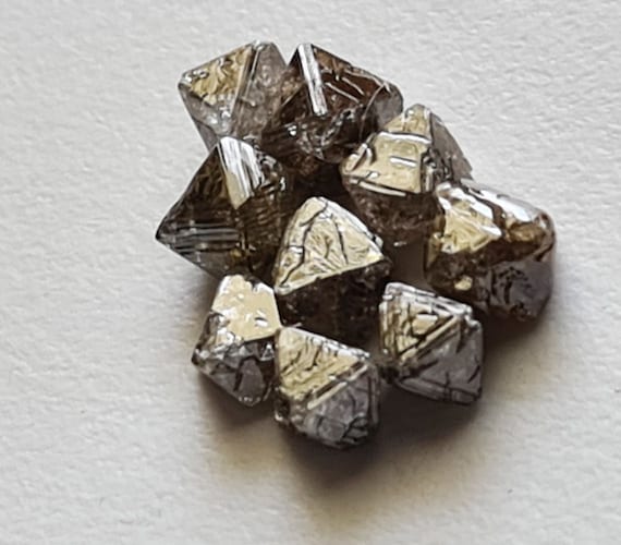 5-6mm Brown Raw Diamond Octahedron Crystal, 1 Pc Natural Rough Raw Uncut Diamond Crystal, Brown Smooth Loose Diamond Crystal - Ppkj5