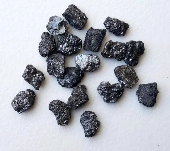 6-7mm Black Diamond, Flat Black Rough Diamond, Black Raw Diamond, Uncut Diamond, Black Loose Diamond For Jewelry (1pc To 10pc Options)