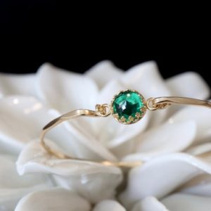 2.5 Ct Emerald Royal Clasp Bangle | May Birthstone Birthday Emerald Gift for Her | 14K Gold Filled or Sterling Silver Green Gemstone Jewelry | Natural genuine Array jewelry. Buy crystal jewelry, handmade handcrafted artisan jewelry for women.  Unique handmade gift ideas. #jewelry #beadedjewelry #beadedjewelry #gift #shopping #handmadejewelry #fashion #style #product #jewelry #affiliate #ad
