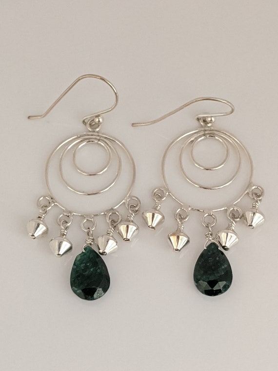 Sterling Silver And Emerald Earrings