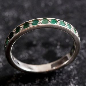 Shop Emerald Jewelry! Emerald Eternity Ring, Natural Emerald, Emerald Band, May Birthstone, May Band, Real Emerald Band, Vintage Band, Silver Band, Eternity Ring | Natural genuine Emerald jewelry. Buy crystal jewelry, handmade handcrafted artisan jewelry for women.  Unique handmade gift ideas. #jewelry #beadedjewelry #beadedjewelry #gift #shopping #handmadejewelry #fashion #style #product #jewelry #affiliate #ad