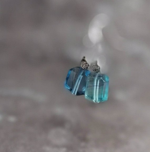 Blue Fluorite Earrings, Sterling Silver Earrings Healing Crystals Gemstone Earrings Gifts For Her