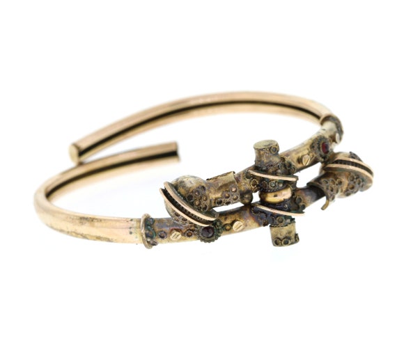 Victorian Gold Filled Bracelet, Antique Hinged Gold Bangle, Vintage Garnet Bracelet