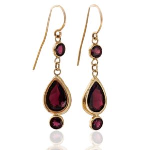 14K Gold Garnet Long Earrings, January Birthstone, Garnet Gold Jewelry, Garnet Drop Earrings, Delicate Earrings, Dangle Earring, Red Earring | Natural genuine Array jewelry. Buy crystal jewelry, handmade handcrafted artisan jewelry for women.  Unique handmade gift ideas. #jewelry #beadedjewelry #beadedjewelry #gift #shopping #handmadejewelry #fashion #style #product #jewelry #affiliate #ad