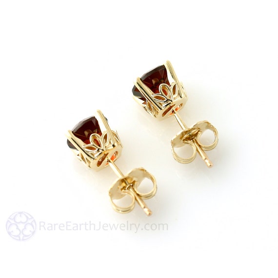 14k Red Garnet Earrings 5mm 6mm Or 8mm Studs 14k White Yellow Rose Gold January Birthstone Earrings