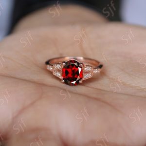 2.60 ct aaa quality red garnet & diamond women engagement ring * solitaire ring * ring for wife * Emerald Cut Garnet Gold Ring, Ring For Her | Natural genuine Array rings, simple unique alternative gemstone engagement rings. #rings #jewelry #bridal #wedding #jewelryaccessories #engagementrings #weddingideas #affiliate #ad