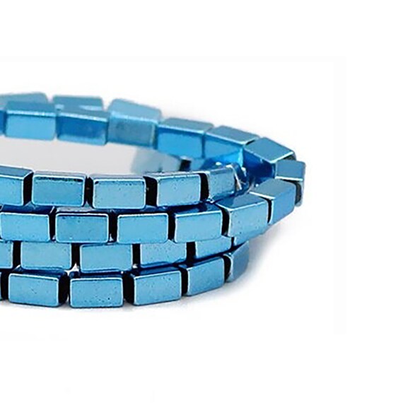 Matte Blue Hematite Rectangle Bead 2x4mm, Stone Loose Beads, Gemstone Jewelry Beads, Beading And Jewelry Making. 16'' Inch. Strand