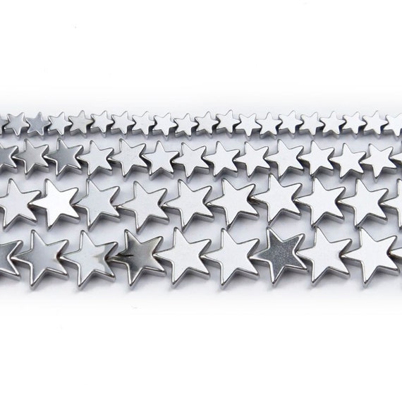 Silver Flat Star Hematite Loose Gemstone Beads, 4mm 6mm 8mm 10mm Natural Stone Jewelry And Beading Beads, 16'' Strand