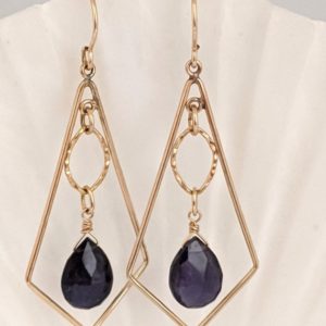 Shop Iolite Earrings! Gold-Filled and Iolite Earrings | Natural genuine Iolite earrings. Buy crystal jewelry, handmade handcrafted artisan jewelry for women.  Unique handmade gift ideas. #jewelry #beadedearrings #beadedjewelry #gift #shopping #handmadejewelry #fashion #style #product #earrings #affiliate #ad