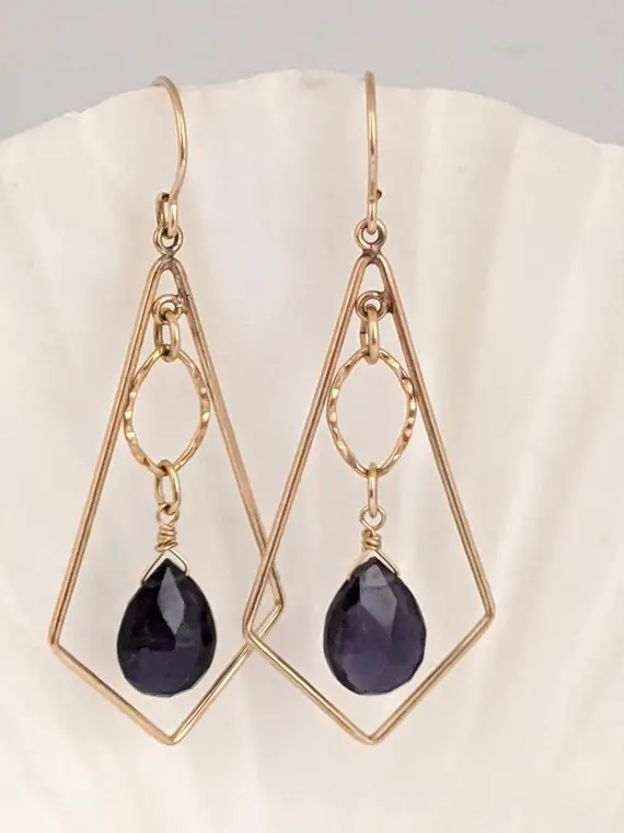 Gold-filled And Iolite Earrings