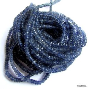 Shop Iolite Faceted Beads! 4mm-4.5mm Iolite rondelle beads faceted gemstone, Iolite Beads rondelle Faceted Strand, 13 inch Iolite Faceted Beads Rondelle Gemstone | Natural genuine faceted Iolite beads for beading and jewelry making.  #jewelry #beads #beadedjewelry #diyjewelry #jewelrymaking #beadstore #beading #affiliate #ad