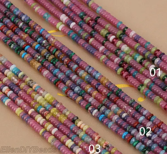 2x4mm Colourful Jade Round Bead, Mixed Colour Gemstone Bead, Delicate Loose Flat Round Bead, Jewelry Necklace Bracelet, Whole Strand--sge001