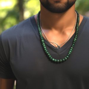 Dark Green Jade Necklace, Men's Necklace, Beaded Necklace Men, Nephrite Jade Necklace, Men's Jade Necklace, Jade Beads Necklace | Natural genuine Jade necklaces. Buy crystal jewelry, handmade handcrafted artisan jewelry for women.  Unique handmade gift ideas. #jewelry #beadednecklaces #beadedjewelry #gift #shopping #handmadejewelry #fashion #style #product #necklaces #affiliate #ad