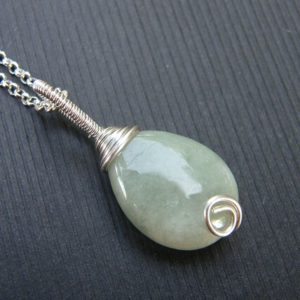 Shop Jade Pendants! Burmese Jade Sterling Necklace Teardrop Jade Necklace Jadeite Pendant Small Jade Silver Necklace Wire Wrapped – Authenticity Verified | Natural genuine Jade pendants. Buy crystal jewelry, handmade handcrafted artisan jewelry for women.  Unique handmade gift ideas. #jewelry #beadedpendants #beadedjewelry #gift #shopping #handmadejewelry #fashion #style #product #pendants #affiliate #ad