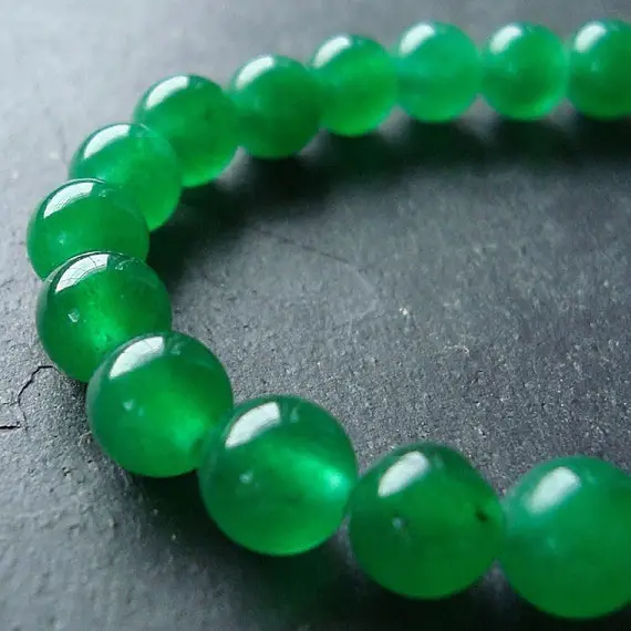 Jade Beads 6mm Lime Green Candy Rounds -  12 Pieces