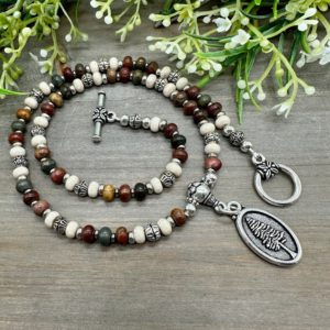 Shop Jasper Pendants! The Positivity Necklace | Picasso Jasper, River Stone Rondelle Bead Tree Pendant, 19 Inch Toggle Clasp Necklace | Natural genuine Jasper pendants. Buy crystal jewelry, handmade handcrafted artisan jewelry for women.  Unique handmade gift ideas. #jewelry #beadedpendants #beadedjewelry #gift #shopping #handmadejewelry #fashion #style #product #pendants #affiliate #ad