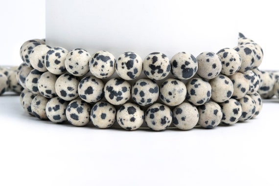Natural Dalmatian Jasper Beads: Matte Beige & Black Grade A Gemstone 4mm 6-7mm 8-9mm 10mm Loose Beads