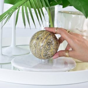 Luxurious Leopard Skin Jasper Sphere: A Glowing Crystal Ball for Your Collection | Natural genuine stones & crystals in various shapes & sizes. Buy raw cut, tumbled, or polished gemstones for making jewelry or crystal healing energy vibration raising reiki stones. #crystals #gemstones #crystalhealing #crystalsandgemstones #energyhealing #affiliate #ad