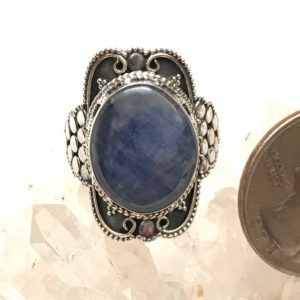 Shop Kyanite Rings! Kyanite Ring Size 8 1/2 | Natural genuine Kyanite rings, simple unique handcrafted gemstone rings. #rings #jewelry #shopping #gift #handmade #fashion #style #affiliate #ad
