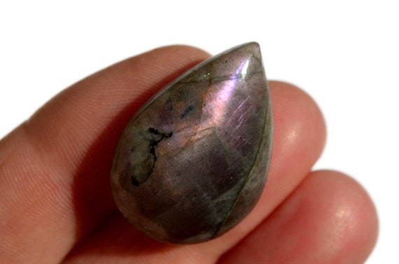 Labradorite Drop Gemstone (28mm X 20mm X 7mm) - Purple Labradorite Cabochon - Loose Gem