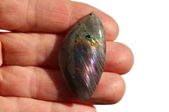 Rainbow Labradorite Crystal Cabochon (41mm X 21mm X 6mm) - Free Form Labradorite Stone