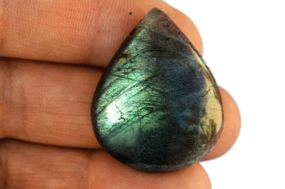 Labradorite Cabochon Stone (30mm X 24mm X 5mm) - Drop Cabochon - Teardrop Gemstone