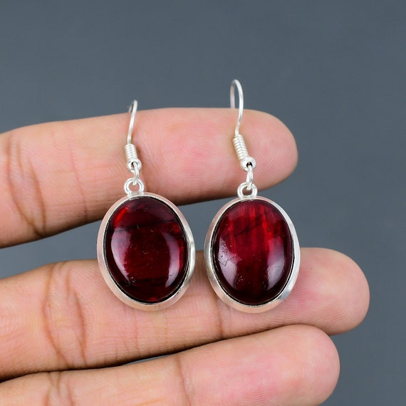Red Fire Labradorite Earring 925 Sterling Silver Earrings Antique Jewelry Handmade Gemstone Earring Natural Labradorite Jewelry Gift For Her