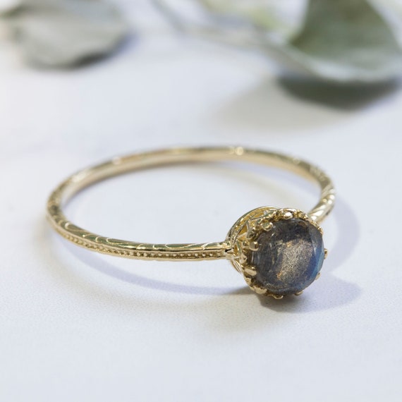 Labradorite Ring, Fine Jewelry, Solitaire Ring, Gemstone Ring, Dainty Gold Ring, Labradorite Ring Gold, Gold Rings Women, 14k Promise Ring