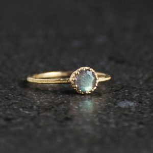 Shop Labradorite Rings! Labradorite Ring, Solid Gold Gemstone Ring, 14K Solitaire Ring, Gray Round Ring, Solitaire Gemstone Ring, Dainty Gemstone Ring, Fine Jewelry | Natural genuine Labradorite rings, simple unique handcrafted gemstone rings. #rings #jewelry #shopping #gift #handmade #fashion #style #affiliate #ad
