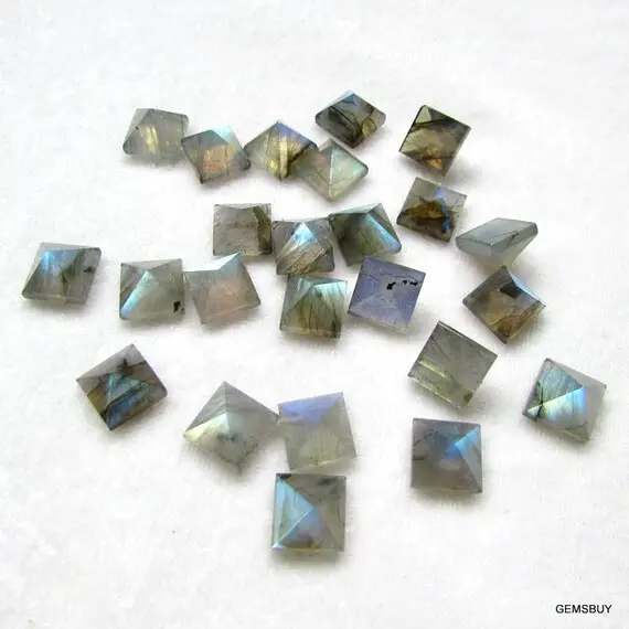 8mm Labradorite Pyramid Square Loose Gemstone, Egypt Pyramid Square Shape Labradorite Gemstone, Labradorite Square Pyramid Loose Gemstone