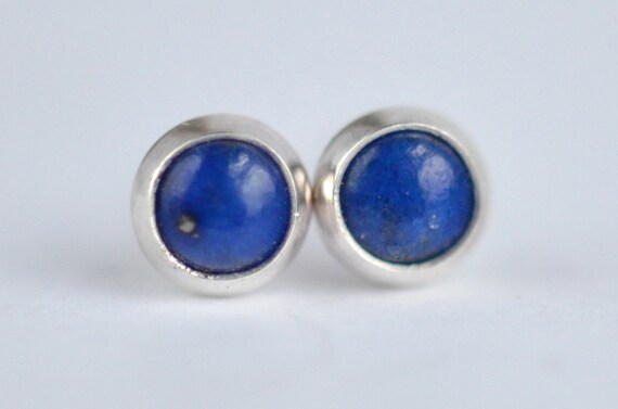 Blue Lapis Lazuli 4mm Sterling Silver Stud Earrings Pair