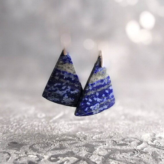 Lapis Lazuli Earrings Silver Earrings Crystal Earrings Natural Stone Dangle Gemstone Earrings Healing Jewelry Desember Birthstone