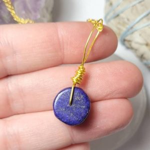 Shop Lapis Lazuli Necklaces! Lapis Lazuli necklace – Gold plated – Wisdom | Natural genuine Lapis Lazuli necklaces. Buy crystal jewelry, handmade handcrafted artisan jewelry for women.  Unique handmade gift ideas. #jewelry #beadednecklaces #beadedjewelry #gift #shopping #handmadejewelry #fashion #style #product #necklaces #affiliate #ad