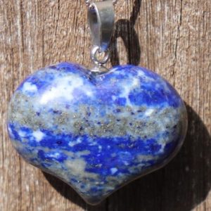 Shop Lapis Lazuli Necklaces! Lapis Puffy Heart Healing Stone Necklace With Positive Healing Energy! | Natural genuine Lapis Lazuli necklaces. Buy crystal jewelry, handmade handcrafted artisan jewelry for women.  Unique handmade gift ideas. #jewelry #beadednecklaces #beadedjewelry #gift #shopping #handmadejewelry #fashion #style #product #necklaces #affiliate #ad