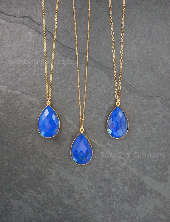 Gold Lapis Necklace , Lapis Necklace , Lapis Lazuli Necklace, Lapis Pendant, Lapis Lazuli Jewelry,  Anniversary Gift, Gift For Wife