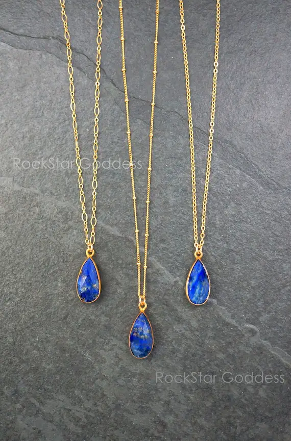 Gold Lapis Lazuli Necklace, Lapis Lazuli Necklace, Blue Lapis, Lapis Necklace, Lapis Pendant, Lapis Lazuli Jewelry, Anniversary Gift