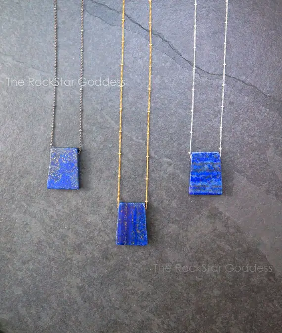 Lapis Necklace, Lapis Lazuli Necklace, Lapis Jewelry, Lapis Pendant, Lapis Lazuli Jewelry, Satellite Chain, Anniversary Gift, Gift For Wife