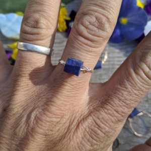 Shop Lapis Lazuli Rings! Large Lapis Lazuli chunk ring- made to order | Natural genuine Lapis Lazuli rings, simple unique handcrafted gemstone rings. #rings #jewelry #shopping #gift #handmade #fashion #style #affiliate #ad