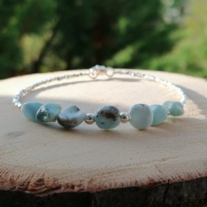 Shop Larimar Bracelets! Genuine Natural Dominican Larimar And Karen Hill Beads Bracelet Gemstone Bracelet Delicate Bracelet Gift For Her | Natural genuine Larimar bracelets. Buy crystal jewelry, handmade handcrafted artisan jewelry for women.  Unique handmade gift ideas. #jewelry #beadedbracelets #beadedjewelry #gift #shopping #handmadejewelry #fashion #style #product #bracelets #affiliate #ad