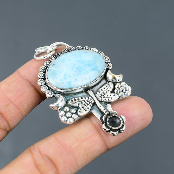 Larimar Pendant 925 Sterling Silver Pendant Handmade Jewelry Top Quality Gemstone Pendant Dragonfly Pendant Silver Jewelry Engagement Gift