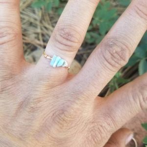 Light blue larimar crystal ring, larimar ring, silver larimar ring, dainty larimar ring, bronze larimar ring, natural larimar, real larimar | Natural genuine Larimar rings, simple unique handcrafted gemstone rings. #rings #jewelry #shopping #gift #handmade #fashion #style #affiliate #ad