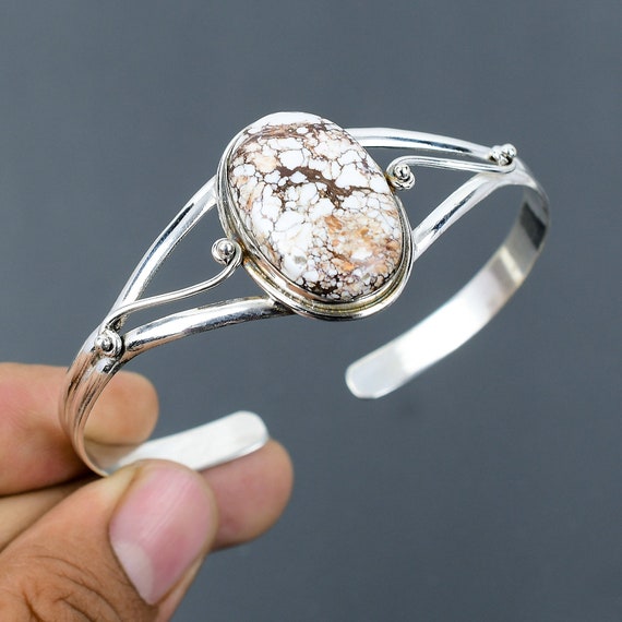 Wild Horse Magnesite Cuff Bracelet Gemstone Jewelry 925 Sterling Silver Bangle Adjustable Cuff Bracelet Handmade Beautiful Jewelry For Gifts