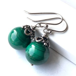 Shop Malachite Earrings! Malachite Earrings Sterling Silver natural green gemstone dangle drops  boho statement modern birthday holiday gift for her mom wife 5799 | Natural genuine Malachite earrings. Buy crystal jewelry, handmade handcrafted artisan jewelry for women.  Unique handmade gift ideas. #jewelry #beadedearrings #beadedjewelry #gift #shopping #handmadejewelry #fashion #style #product #earrings #affiliate #ad