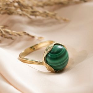 Shop Malachite Rings! Malachite Gold Ring, Statement Gold Ring, Gold Boho Ring, Fine Jewelry, Solid Gold Ring, Vintage style, Big Gemstone Ring, 14k Gold Ring | Natural genuine Malachite rings, simple unique handcrafted gemstone rings. #rings #jewelry #shopping #gift #handmade #fashion #style #affiliate #ad