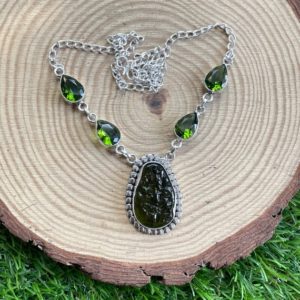 Shop Moldavite Necklaces! Moldavite Necklace Moldavite Gemstone Necklace 925 Sterling Silver Necklace Moldavite Jewelry Handmade Moldavite stone Jewelry to Women | Natural genuine Moldavite necklaces. Buy crystal jewelry, handmade handcrafted artisan jewelry for women.  Unique handmade gift ideas. #jewelry #beadednecklaces #beadedjewelry #gift #shopping #handmadejewelry #fashion #style #product #necklaces #affiliate #ad